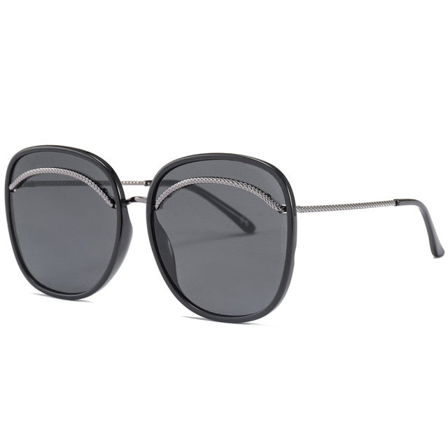 Calanovella Vintage Oversized Sunglasses Men Brand Black Square Shades