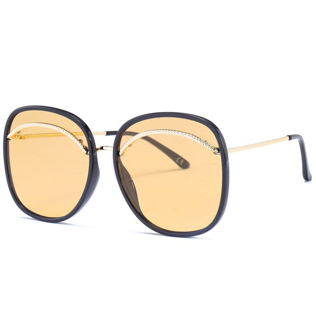 Calanovella Vintage Oversized Sunglasses Men Brand Black Square Shades