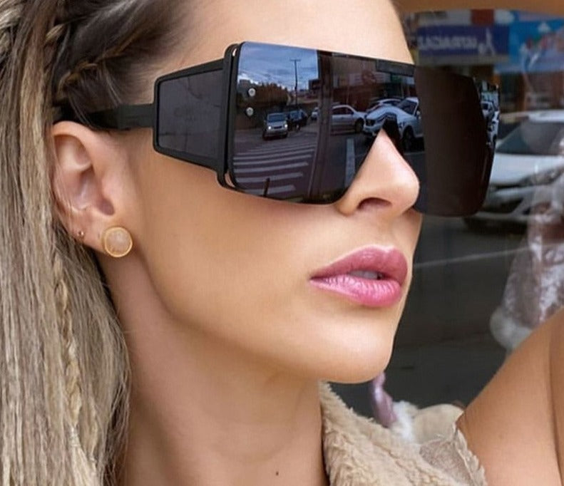 Brand Square Retro Sunglasses Women Luxury Fake Designer One-piece
