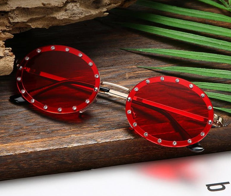 Calanovella Cool Small Oval Rivet Frame Steampunk Sunglasses UV400