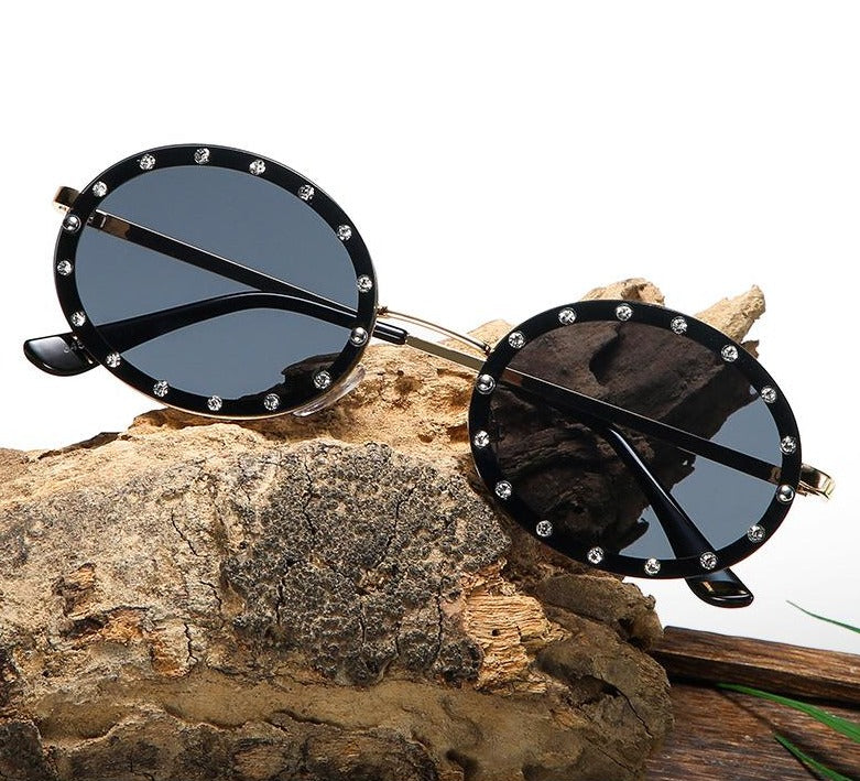 Calanovella Cool Small Oval Rivet Frame Steampunk Sunglasses UV400