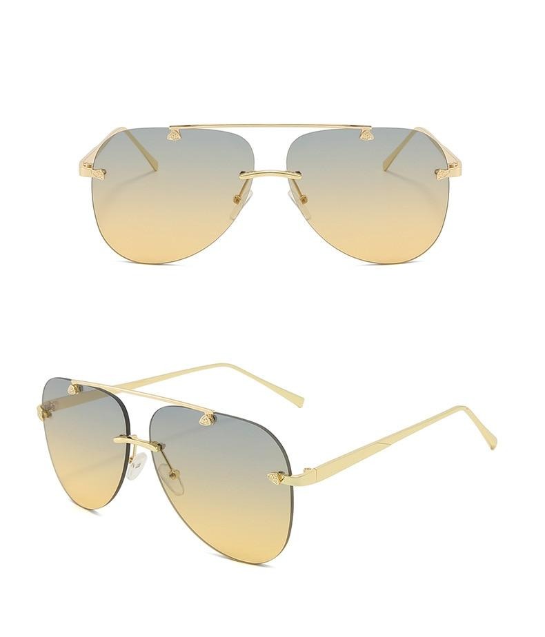 Calanovella Rimless Classic Pilot Sunglasses Women Vintage Designer Oversized Glasses UV400