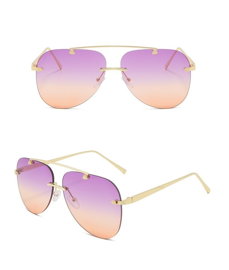 Calanovella Rimless Classic Pilot Sunglasses Women Vintage Designer
