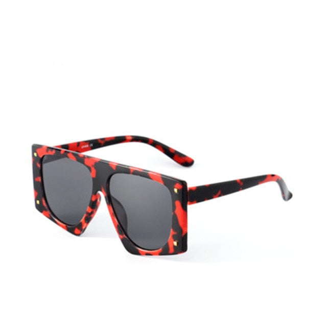 Calanovella Fashion Square Leopard Large Frame Women Sunglasses Simple