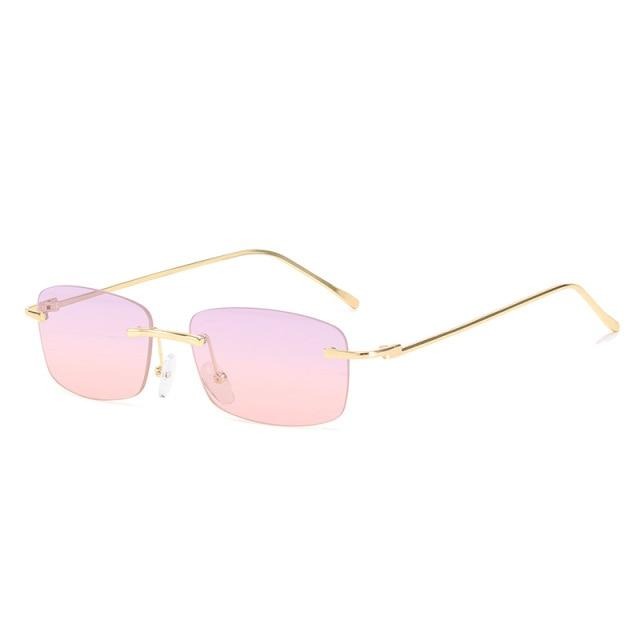 Calanovella Fashion Rimless Square Rectangle Sunglasses Retro Punk