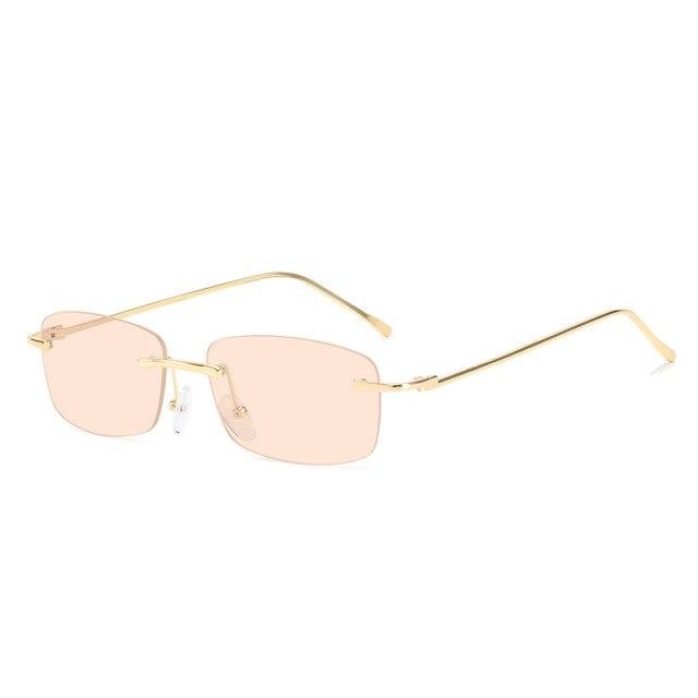 Calanovella Fashion Rimless Square Rectangle Sunglasses Retro Punk