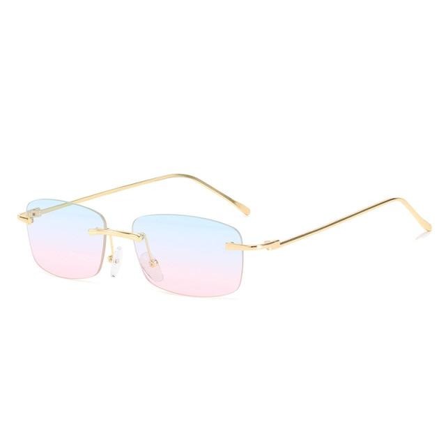 Calanovella Fashion Rimless Square Rectangle Sunglasses Retro Punk