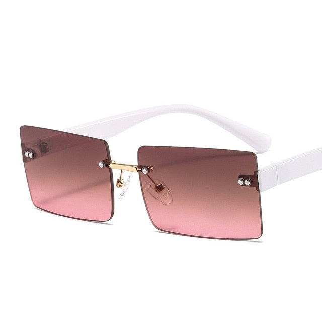 Calanovella Oversized Rimless Sunglasses Women Vintage Brand Designer