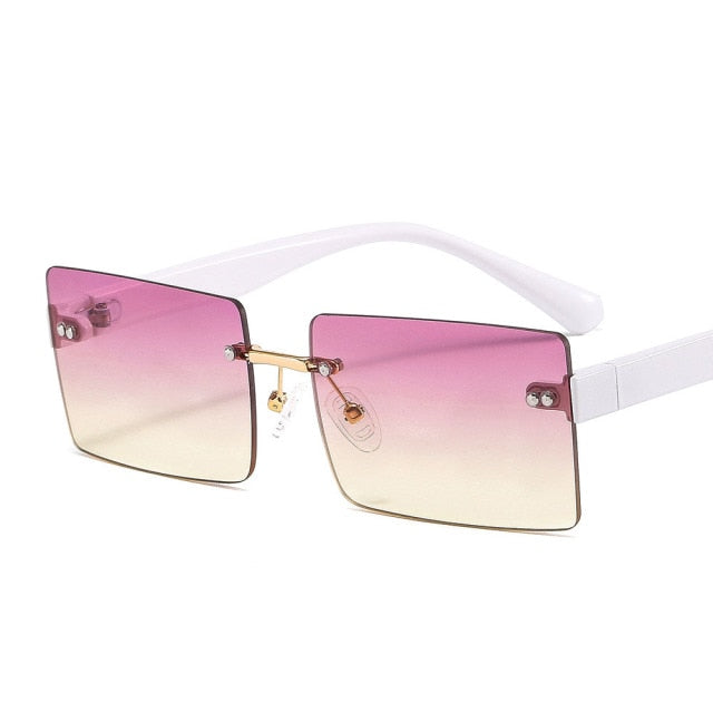Calanovella Oversized Rimless Sunglasses Women Vintage Brand Designer