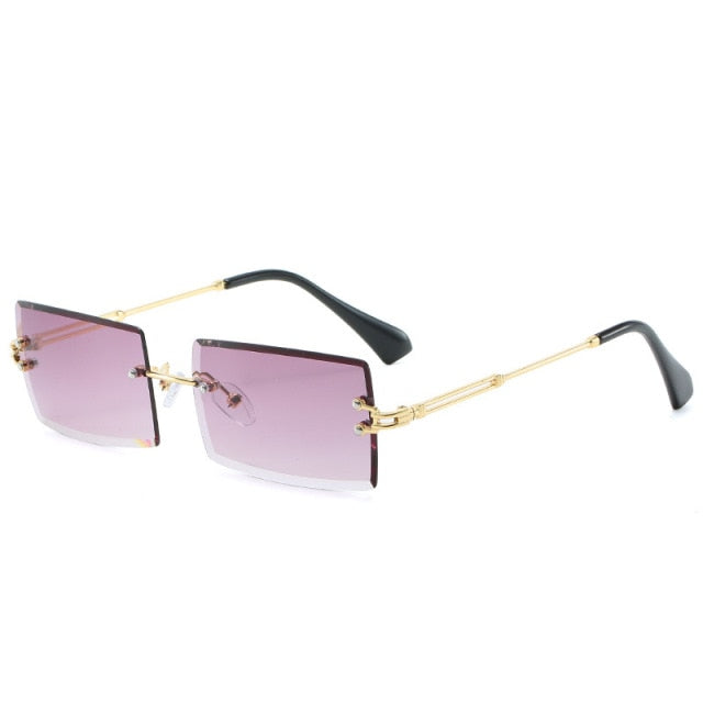 Calanovella Rimless Vintage Sunglasses Women Rectangle Retro Sun