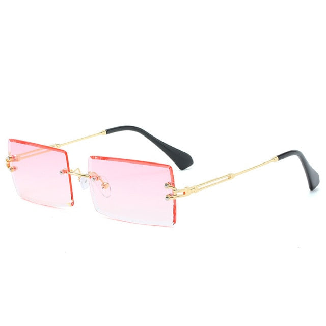 Calanovella Rimless Vintage Sunglasses Women Rectangle Retro Sun