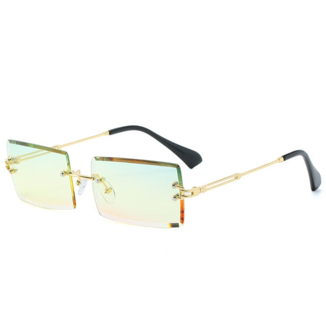 Calanovella Rimless Vintage Sunglasses Women Rectangle Retro Sun