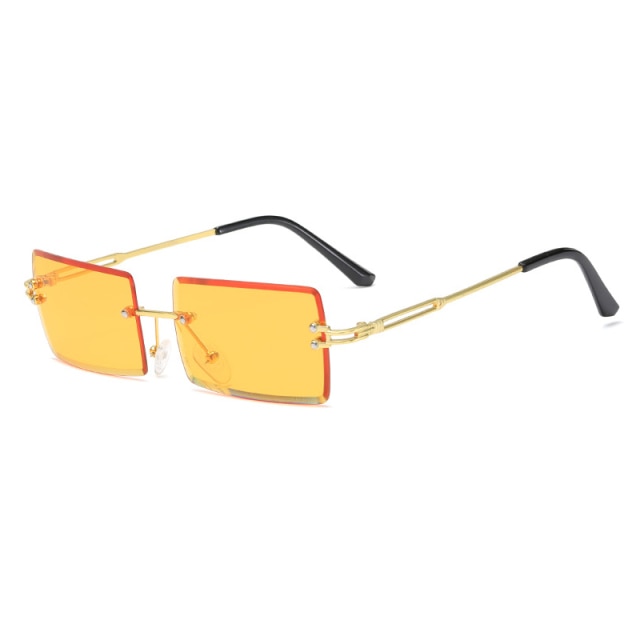 Calanovella Rimless Vintage Sunglasses Women Rectangle Retro Sun