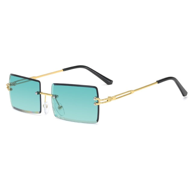 Calanovella Rimless Vintage Sunglasses Women Rectangle Retro Sun