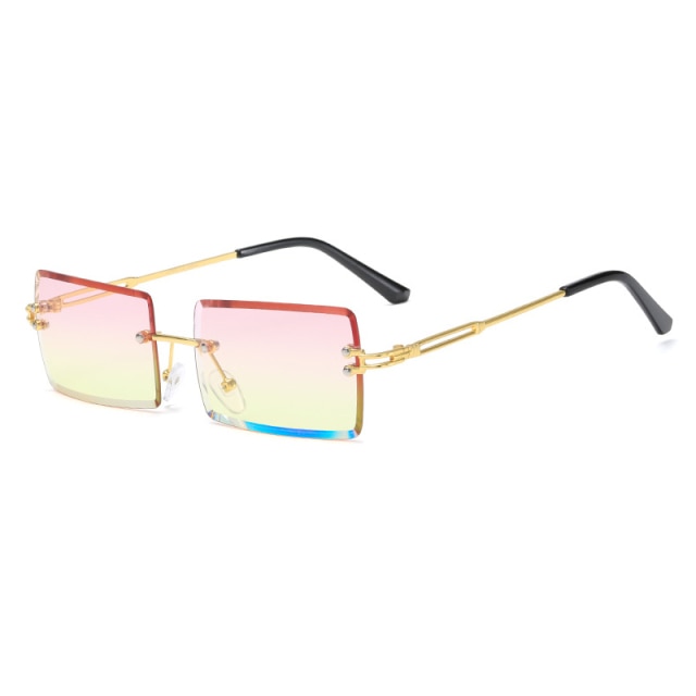 Calanovella Rimless Vintage Sunglasses Women Rectangle Retro Sun