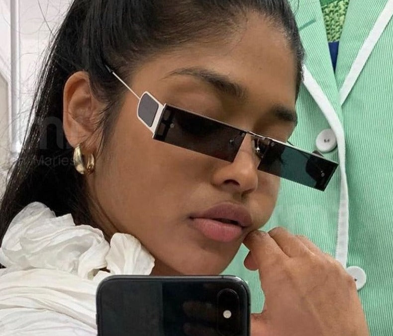 Calanovella Fashion Small Square Women Sunglasses Lady Glass Metal Frame Colorful Rectangle Lens  Women Eyewear UV400 Sun Glasses Shades