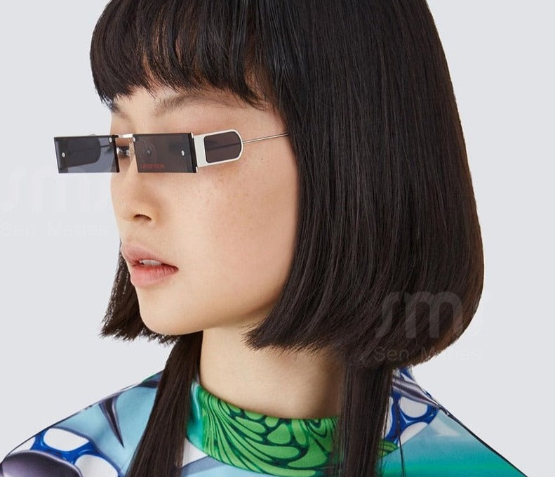 Calanovella Fashion Small Square Women Sunglasses Lady Glass Metal Frame Colorful Rectangle Lens  Women Eyewear UV400 Sun Glasses Shades