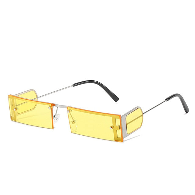 Calanovella Fashion Small Square Women Sunglasses Lady Glass Metal Frame Colorful Rectangle Lens  Women Eyewear UV400 Sun Glasses Shades