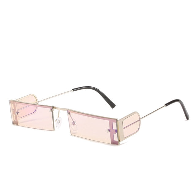 Calanovella Fashion Small Square Women Sunglasses Lady Glass Metal Frame Colorful Rectangle Lens  Women Eyewear UV400 Sun Glasses Shades