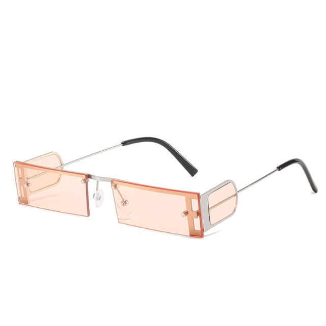 Calanovella Fashion Small Square Women Sunglasses Lady Glass Metal Frame Colorful Rectangle Lens  Women Eyewear UV400 Sun Glasses Shades