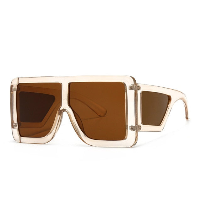 Calanovella Vintage Oversized Square Sunglasses Women Men Retro Big Frames Designer Eyewear UV400