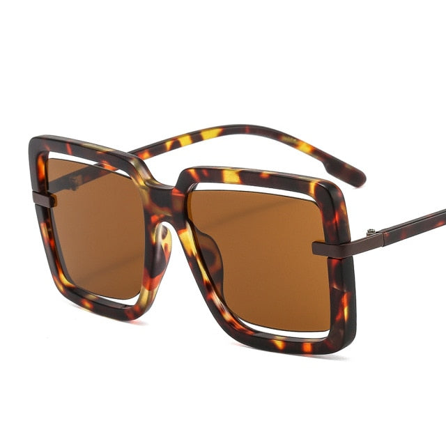 Calanovella Oversized Square Sunglasses Women Hollow Luxury Frame