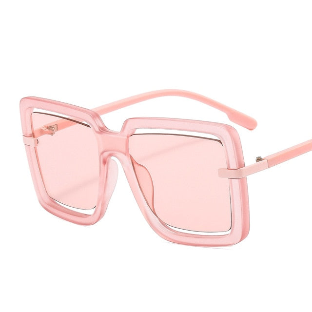 Calanovella Oversized Square Sunglasses Women Hollow Luxury Frame