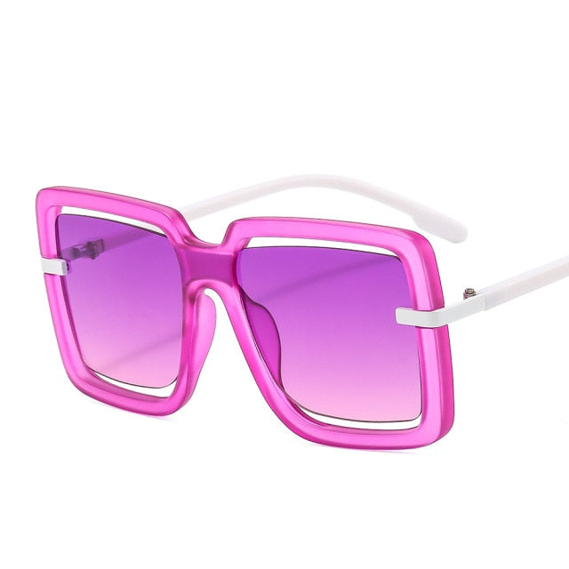 Calanovella Oversized Square Sunglasses Women Hollow Luxury Frame