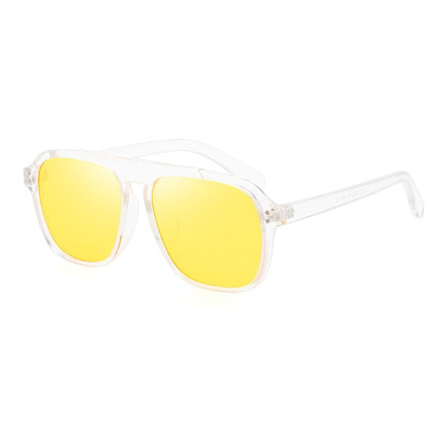 Calanovella Rivets Oversized Square Sunglasses Women Retro Clear