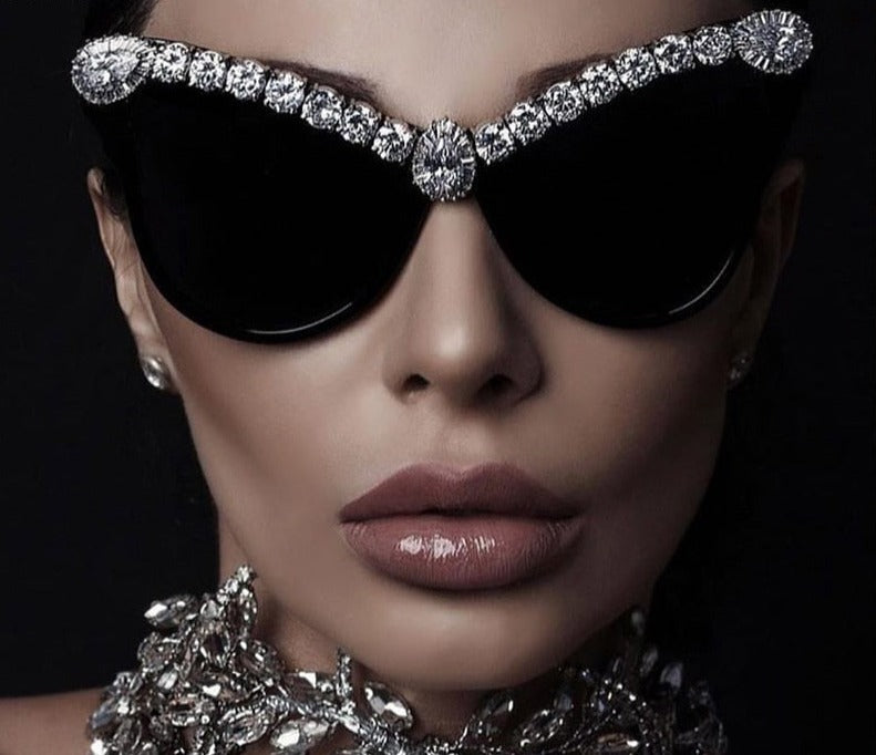 Calanovella Cat Eye Diamond Sunglasses Women Female Luxury Sunglasses
