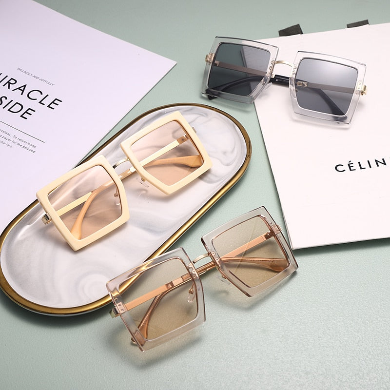 Calanovella Large Square Vintage Retro Sunglasses UV400