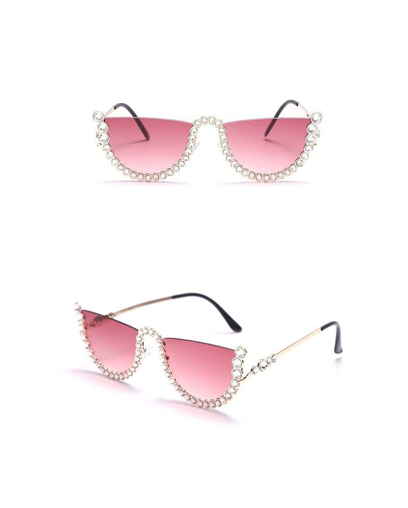 Calanovella Crystal Diamond Rhinestones Semi-Rimless Sunglasses