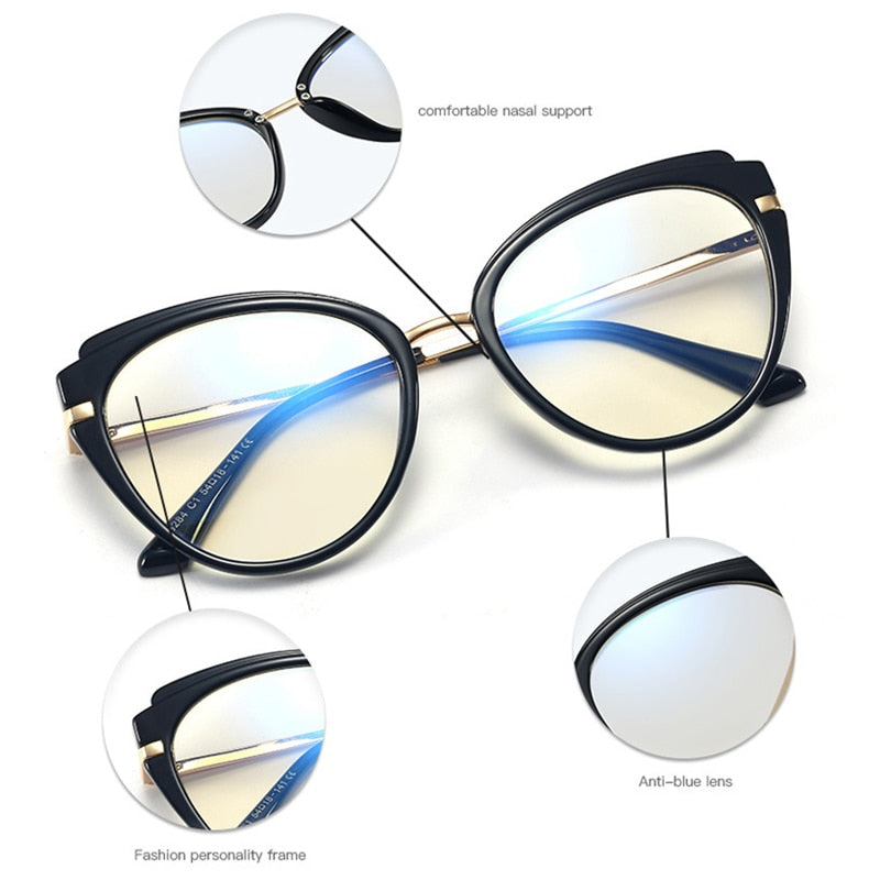 Calanovella Retro Anti Blue Light Cat Eye Women Optical Eyeglasses
