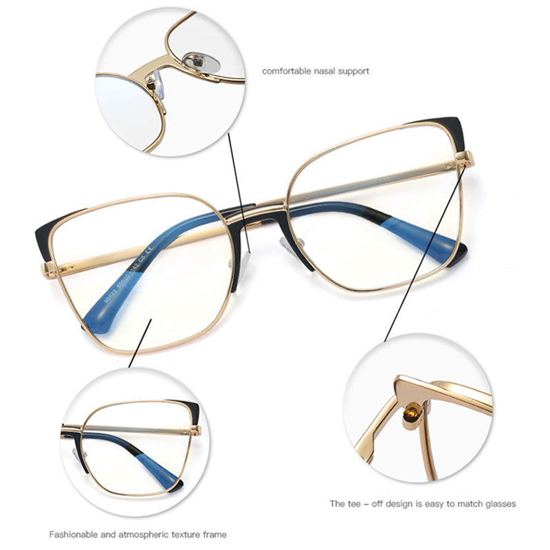 Calanovella Anti Blue Light Cat Eye Women Retro Metal Glasses Frame