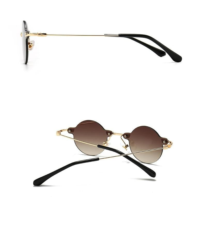 Calanovella Cool Round Rimless Sunglasses Vintage Frameless UV400