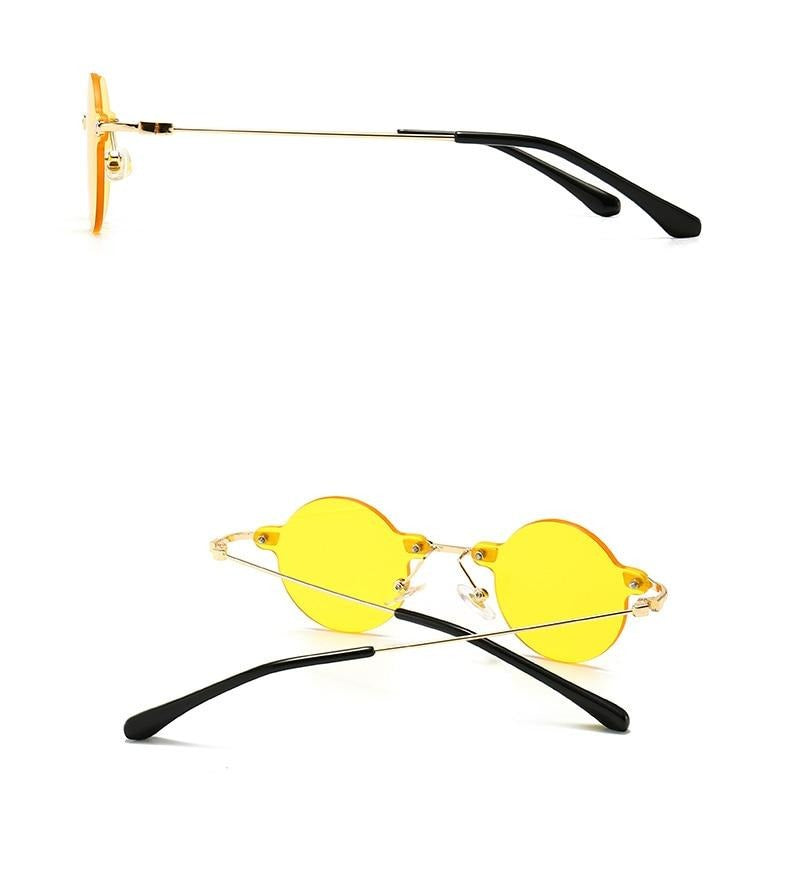 Calanovella Cool Round Rimless Sunglasses Vintage Frameless UV400