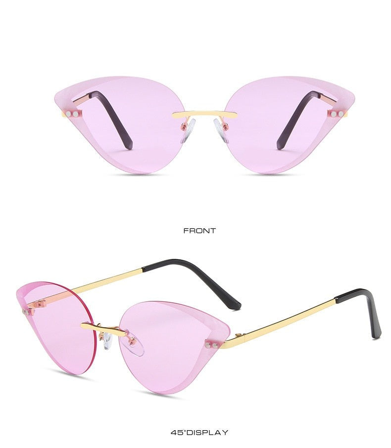 Calanovella Rimless Sunglasses Women Men Luxury Brand Designer Sun Glasses Cat Eye Vintage Fashion Framless Shades Retro Eyewear UV400
