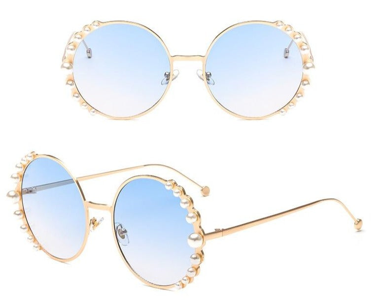 Calanovella Stylish Pearl Big Round Sunglasses UV400