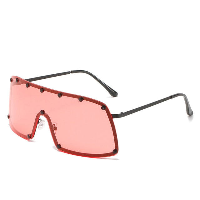 Calanovella New Oversized Rivet Punk Sunglasses For Men Luxury Brand