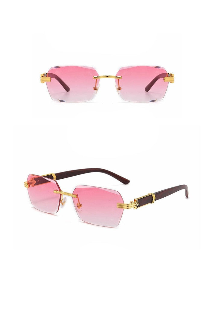 Calanovella Rectangle Sunglasses Women Men Rimless Vintage Eyeglasses