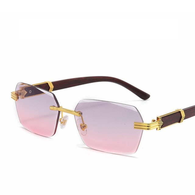 Calanovella Rectangle Sunglasses Women Men Rimless Vintage Eyeglasses