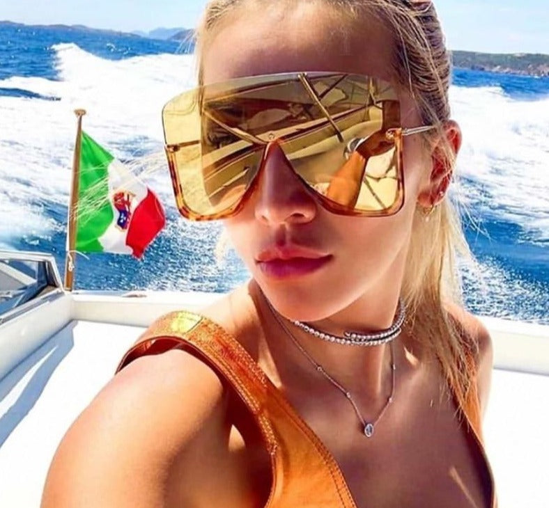 Calanovella Oversized Sunglasses Women One Piece Goggle Luxury Brand