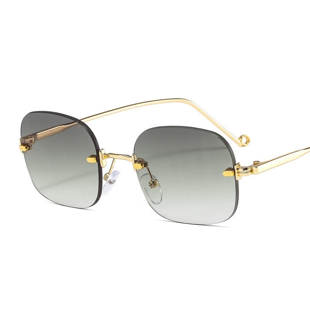 Calanovella Rimless Vintage Sunglasses Women Men Retro Square Sun Glasses  Men Women Luxury Brand Designer Shades Eyewear