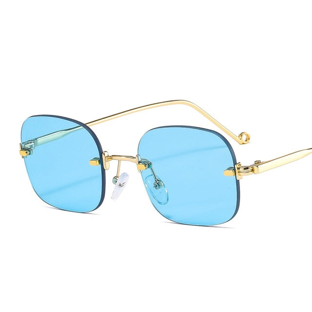 Calanovella Rimless Vintage Sunglasses Women Men Retro Square Sun