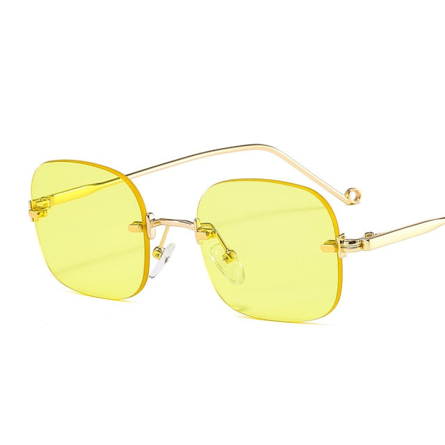 Calanovella Rimless Vintage Sunglasses Women Men Retro Square Sun