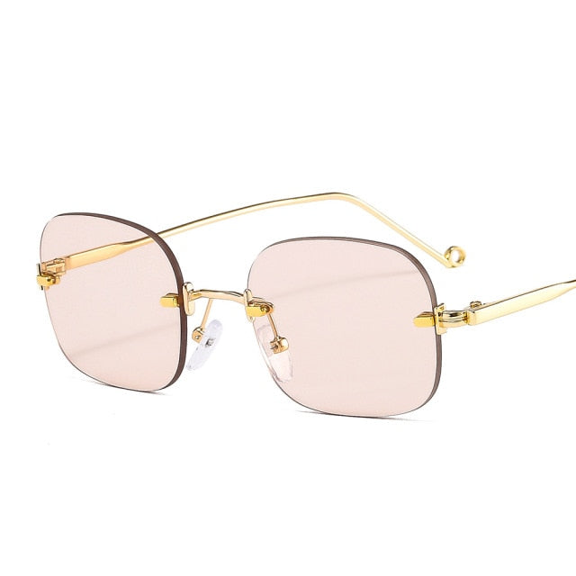 Calanovella Rimless Vintage Sunglasses Women Men Retro Square Sun Glasses  Men Women Luxury Brand Designer Shades Eyewear