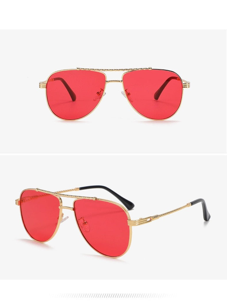 Calanovella Oversized Pilot Sunglasses Men Punk Gradient Sun Glasses Women UV400 Goggle Shades Metal Frame Men&#39;s Punk Sun Glasses