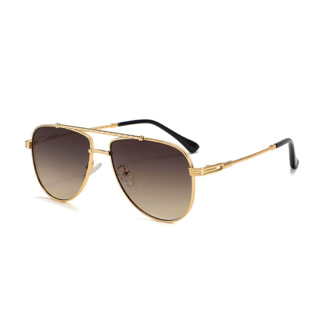 Calanovella Oversized Pilot Sunglasses Men Punk Gradient Sun Glasses Women UV400 Goggle Shades Metal Frame Men&#39;s Punk Sun Glasses