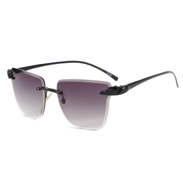 Calanovella New Fashion Cutting Rimless Square Leopard Sunglasses For