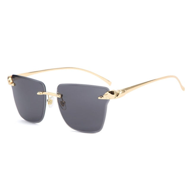 Calanovella New Fashion Cutting Rimless Square Leopard Sunglasses For